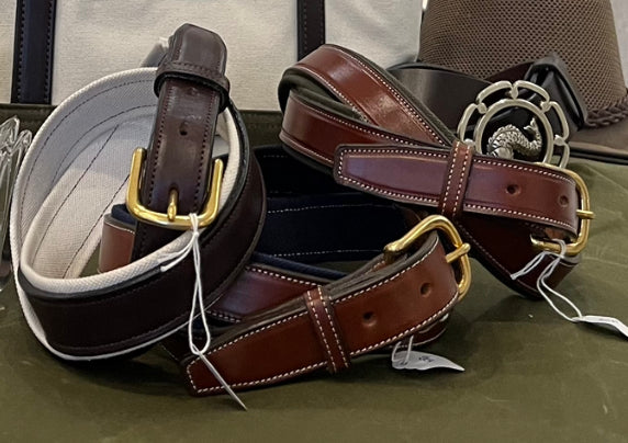 Canvas and leather belt - Oak Bark and Navy
