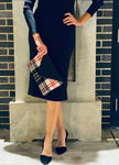 Wool plaid and waxed cotton clutch by Andover Trask - Black