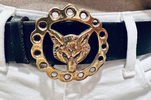 Harness Brass Buckle - Fox Mask